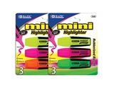 BAZIC Mini Fluorescent Highlighters with Cushion Grip (3/Pack)