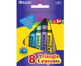 BAZIC 8 Color Premium Quality Super Jumbo Triangle Crayon