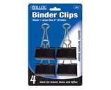 BAZIC Large 2 (51mm) Black Binder Clip (4/Pack)