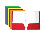 BAZIC Asst. Color 2-Pockets Portfolios with 3-Prong Fastener