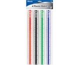 BAZIC 12 (30cm) Plastic Ruler (4/Pack)