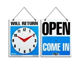 BAZIC 7.5 X 9 WILL RETURN Clock Sign with OPEN sign on back