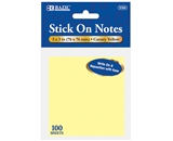 BAZIC 100 Ct. 3 X 3 Yellow Stick On Notes