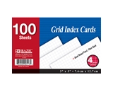 BAZIC 100 Ct. 3 X 5 Quad Ruled 4-1 White Index Card