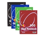 BAZIC 100 Ct. Quad-Ruled 4-1 Spiral Notebook
