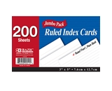BAZIC 200 Ct. 3 X 5 Ruled White Index Card