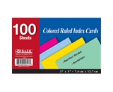 BAZIC 100 Ct. 3 X 5 Ruled Colored Index Card