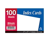 BAZIC 100 Ct. 3 X 5 Unruled White Index Card