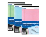 BAZIC 50 Ct. 5 X 8 Multi Color Jr. Perforated Writing Pad (3/Pack)