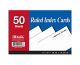 BAZIC 50 Ct. 4 X 6 Ruled White Index Card