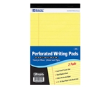 BAZIC 50 Ct. 5 X 8 Canary Jr. Perforated Writing Pad (3/Pack)