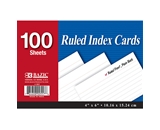BAZIC 100 Ct. 4 X 6 Ruled White Index Card