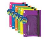 BAZIC Bright Color 3-Ring Pencil Pouch with Mesh Window