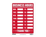 12 X 16 Business Hours Sign