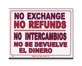 12 X 16 No Intercambios No Se Devuelve El Dinero Sign