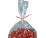 10- x 5/32- Red Candy Stripe Paper Twist Ties - PBT10CS