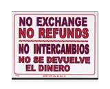 9 X 12 No Intercambios No Se Devuelve El Dinero Sign