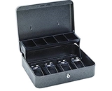 Hercules CB1210 Key Locking Cash Box with 5 Compartment Tray, 11.75- x 10- x 4-, Recycled Steel, Silver Vein