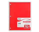Mead 05510 Spiral Bound Notebook, Wide Rule, 8 x 10.5, White, 1 Subject 70 Sheets