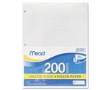Mead 17208 Economical 15-lb. Filler Paper, College Ruled, 11 x 8.5, White, 200 Sheets per Pack