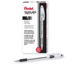 Pentel Stick Ballpoint Pen, Medium Point, 1.0 mm Translucent Barrel, Black Ink - BK91-A