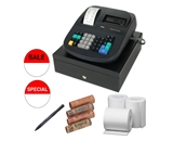 Royal 500DX 16 Department 999 Price 8 Clerk ID Cash Register- Refurbished + 57mm Bond Cash Register Roll Paper - 3 Pack + Counterfeit Detector Pen + Accessory Kit