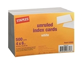 Staples 4 x 6 Unruled White Index Cards, 500/Pack