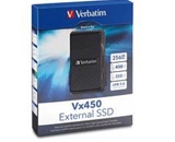Verbatim 256GB Vx450 External SSD, USB 3.0 with mSATA Interface - Black, Minimum Qty. 2 -47681