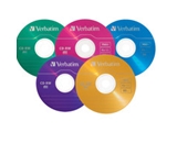 Verbatim CD-RW 700MB 2X-4X DataLifePlus with Color Branded Surface and Matching Case - 20pk Slim Case, Assorted,Minimum Qty. 6 - 94300