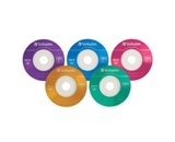 Verbatim Pocket CD-R 21min 85MB with Branded Color Surface - 10pk Slim Case, Assorted,Minimum Qty. 10 - 94335
