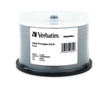 Verbatim CD-R 700MB 52X DataLifePlus White Inkjet Printable, Hub Printable - 50pk Spindle,Minimum Qty. 5 - 94755
