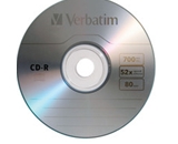 Verbatim CD-R 700MB 52X with Branded Surface - 1pk Slim Case,Minimum Qty. 100 - 94776
