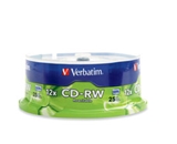 Verbatim CD-RW 700MB 4X-12X High Speed with Branded Surface - 25pk Spindle,Minimum Qty. 6 - 95155
