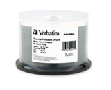 Verbatim DVD-R 4.7GB 16X DataLifePlus White Thermal Printable, Hub Printable - 50pk Spindle,Minimum Qty. 4 - 95211