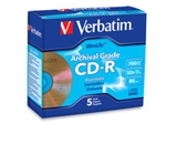 Verbatim CD-R 700MB 52X UltraLife Gold Archival Grade with Branded Surface and Hard Coat - 5pk Jewel Case,Minimum Qty. 6 - 96319