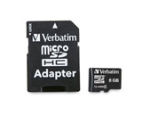 Verbatim 8GB microSDHC Memory Card with Adapter, Class 4,Minimum Qty. 4 - 96807