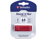 Verbatim 64GB Store -n- Go USB Flash Drive - Red,Minimum Qty. 4 -97005