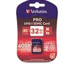 Verbatim 32GB 600X Pro SDHC Memory Card, UHS-1 Class 10,Minimum Qty. 4 -98047