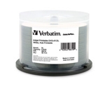 Verbatim DVD+R DL 8.5GB 8X DataLifePlus White InkJet Printable, Hub Printable - 50pk Spindle ,Minimum Qty. 4 - 98319