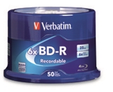 Verbatim BD-R 25GB 6X with Branded Surface - 50pk Spindle,Minimum Qty. 4 - 98397