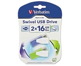 Verbatim 16GB Swivel USB Flash Drive - 2pk - Green, Violet, Minimum Qty. 10 -98425