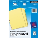 Avery Copper Reinforced Preprinted Dividers with 1-31 Tabs, 31-Tab Set (24283)