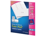 Avery Easy Peel Address Labels for Ink Jet Printers, Preprinted Pink BCA Ribbon 1 x 2.625 Inch, White