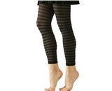 Black and Grey Stripe Solid Opaque Legging/Footless Tights By Foot Traffic