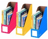 Fellowes 3-Pack Magazine File Holders, 4 by 11 by 12-1/4-Inch, Red/Blue and Yellow