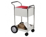 Fellowes Mini Mail Cart - 2 x 10-, 2 x 4- Caster - Steel - 16.25- x 26- x 39- - Gray, Chrome