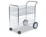 Fellowes Wire Mail Cart, 150-Folder Capacity, 18 x 38-1/2 x 39-1/4, Chrome Plated - Sold as 2 Pack