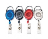 GBC BadgeMates Translucent Carabiner Badge Reels, 4 Reels, 1 Each in Red, Clear, Black, and Blue (3747498)