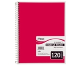 Mead Spiral Notebook, 3-Subject, 120-Count, College Ruled, Red (05748)