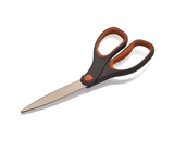 Officemate 8-Inch Stainless Steel Soft Grip Scissors, Bent Design, Gray/Orange Handle. (94155)
